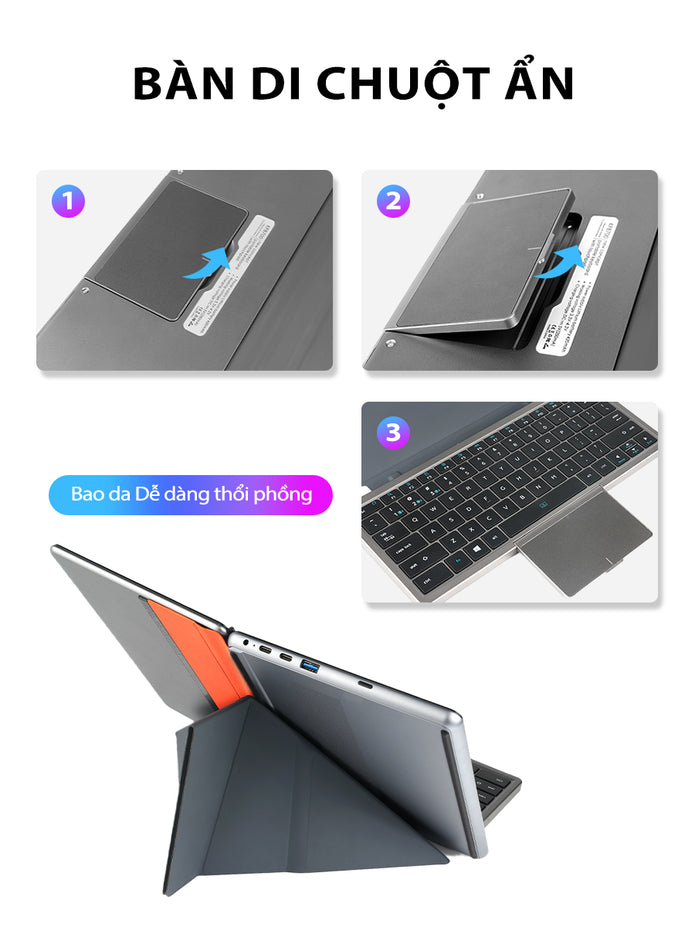 Laptop cảm ứng giá rẻ I3 - 1215U, 2 màn hình 10.95 inch, Ram 16GB, SSD 512GB, gập 180 độ, Win 11 bản quyền