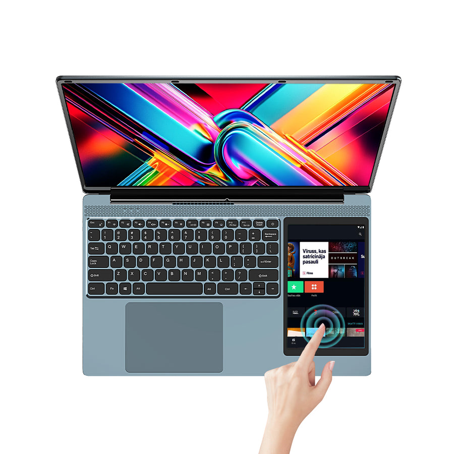 Laptop 2 Màn Hình DS156 N100 – 16GB RAM – 512GB SSD – Màn hình phụ 7" cảm ứng – Laptop văn phòng đa nhiệm