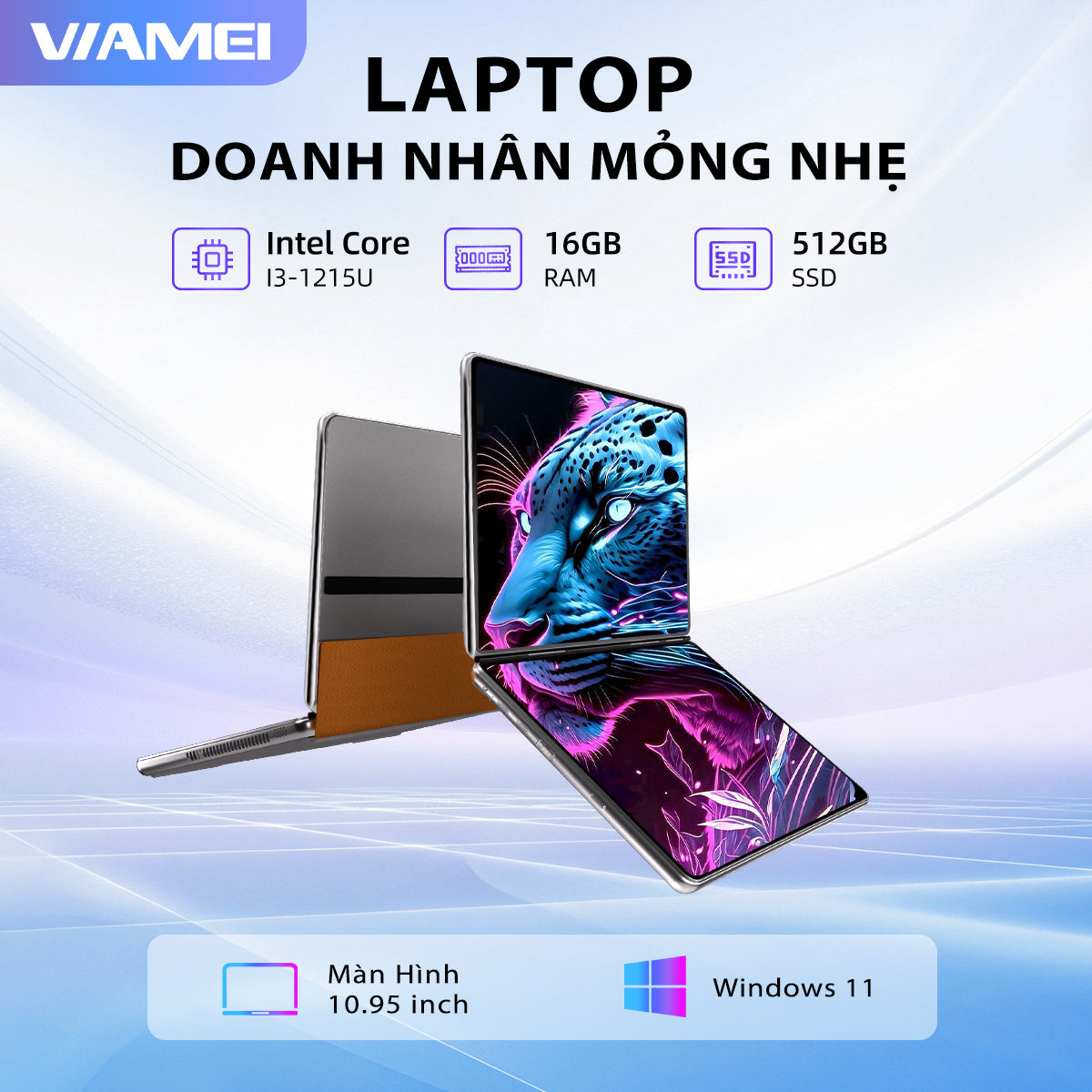 Laptop cảm ứng giá rẻ I3 - 1215U, 2 màn hình 10.95 inch, Ram 16GB, SSD 512GB, gập 180 độ, Win 11 bản quyền