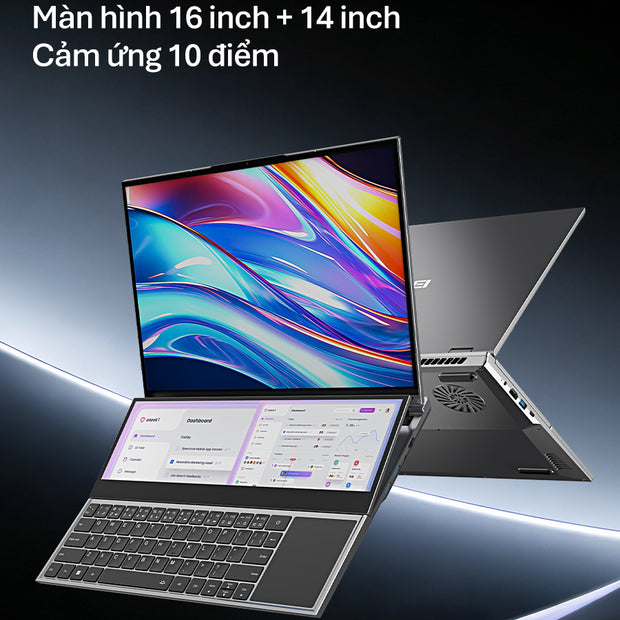 Laptop 2 màn hình cảm ứng 16 & 14 inch Intel Core i7-9850H Windows 11 Pro dành cho doanh nhân Mới 100%, chính hãng