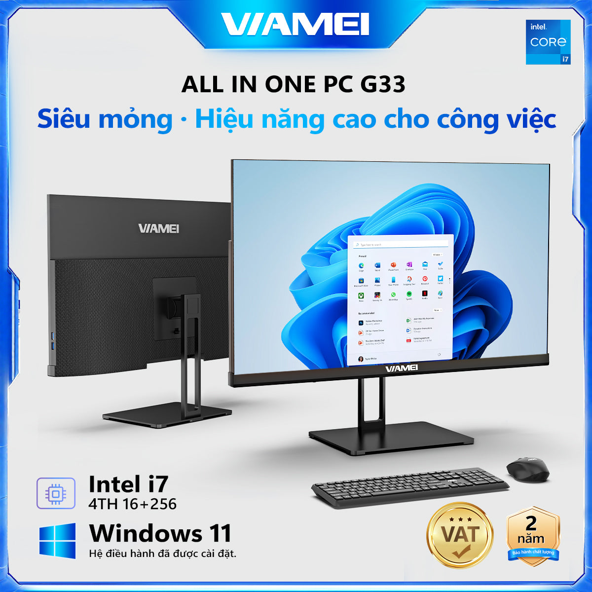 Máy tính All In One G33 I7- 8650U RAM 16GB SSD 512GB, Màn hình 27 inch - AOC bảo hành chính hãng 2 năm