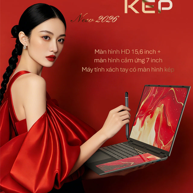 Laptop 2 Màn Hình DS156 N100 – 16GB RAM – 512GB SSD – Màn hình phụ 7" cảm ứng – Laptop văn phòng đa nhiệm