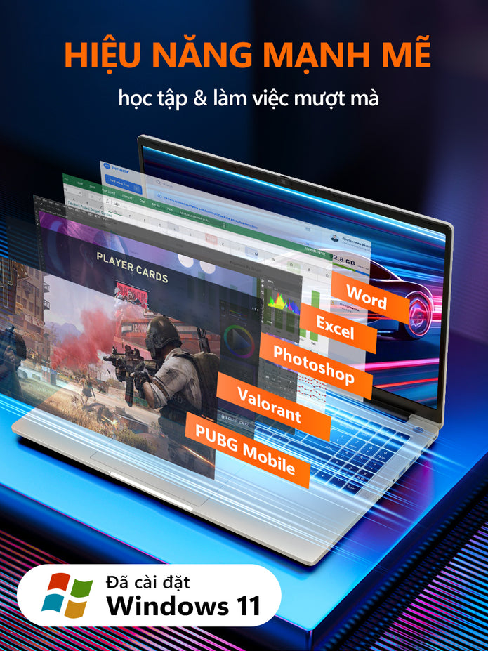 AOC Laptop giá rẻ 15.6 inch R7-7730U RAM 16GB, SSD 512GB mỏng nhẹ cho học tập, văn phòng - BH 1 năm