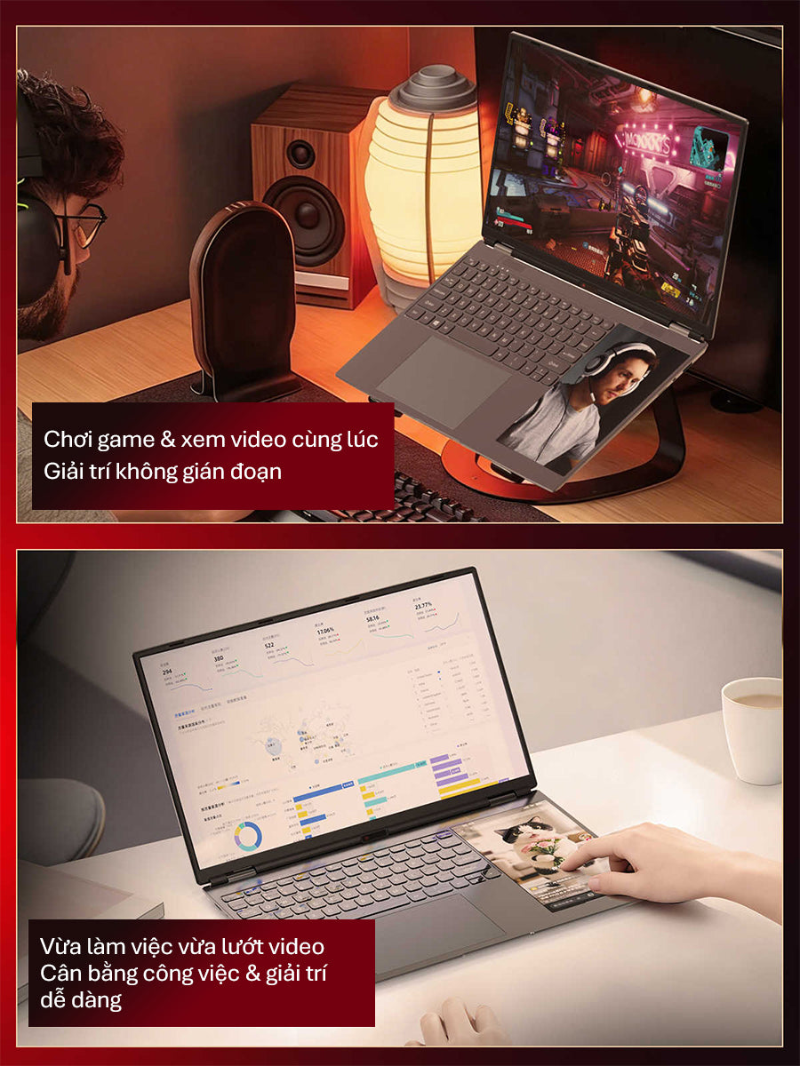 Laptop 2 Màn Hình DS156 N100 – 16GB RAM – 512GB SSD – Màn hình phụ 7