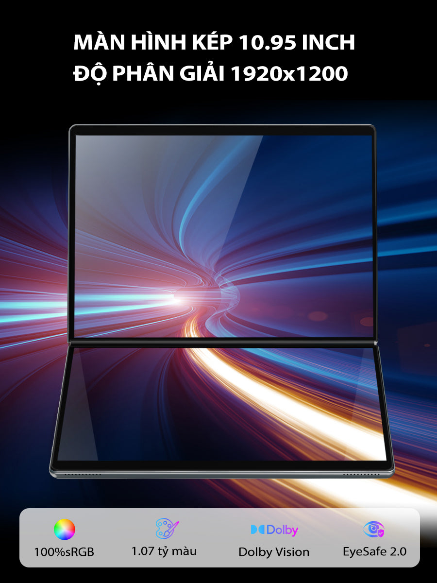 Laptop cảm ứng giá rẻ I3 - 1215U, 2 màn hình 10.95 inch, Ram 16GB, SSD 512GB, gập 180 độ, Win 11 bản quyền