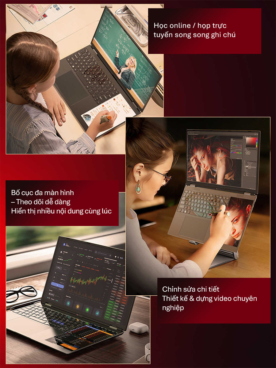 Laptop 2 Màn Hình DS156 N100 – 16GB RAM – 512GB SSD – Màn hình phụ 7