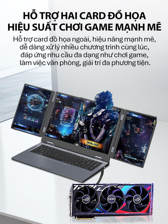 Laptop 3 màn hình MAX16, chính 16 inch & 2 phụ 10.5 inch Intel Core i7-12TH Windows 11 Pro Máy mới 100%, chính hãng