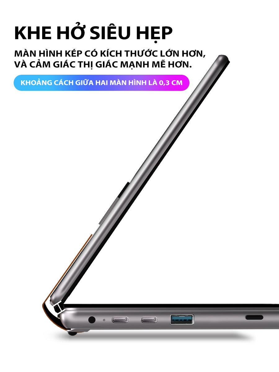 Laptop cảm ứng giá rẻ I3 - 1215U, 2 màn hình 10.95 inch, Ram 16GB, SSD 512GB, gập 180 độ, Win 11 bản quyền