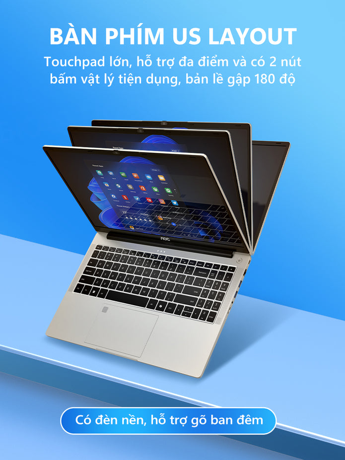 Laptop AOC 15.6 inch I5-12450H – RAM 16GB, SSD 512GB, thiết kế mỏng nhẹ, phù hợp học tập & văn phòng, bảo hành 1 năm